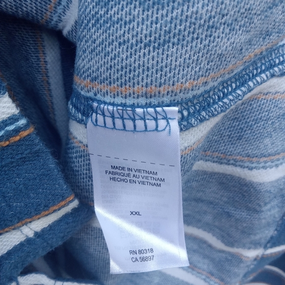 Lucky Brand Blue Striped El Verano Baja Hoodie V-Neck Men's XXL - Picture 6 of 11
